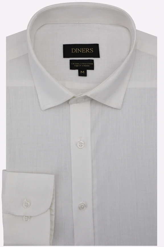 White Self Textured Casual Shirt