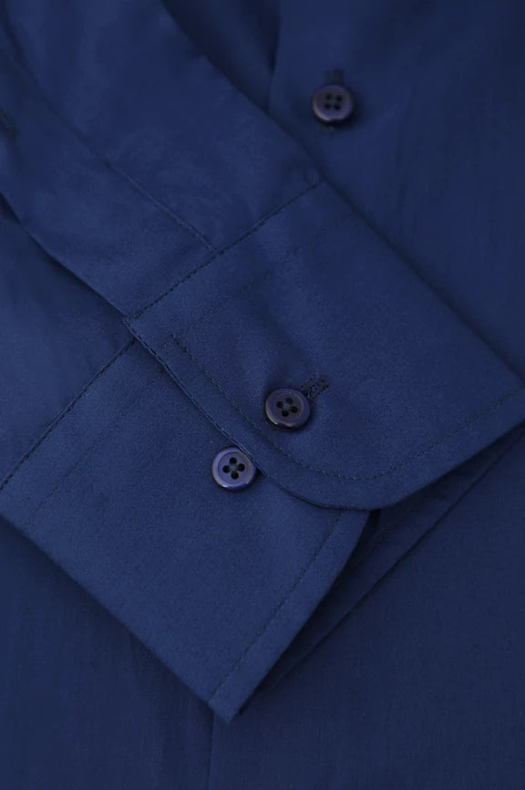 Navy Blue Plain Casual Shirt - Image 3