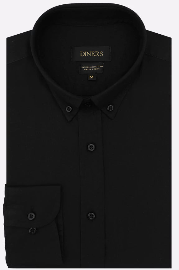 Black Self Textured Casual Shirt