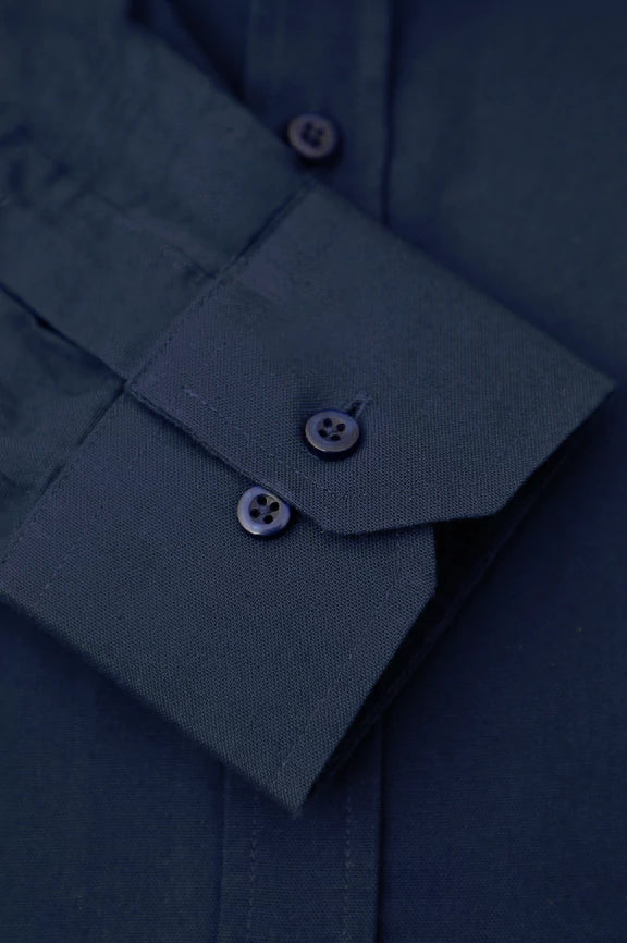 Navy Blue Self Textured Casual Shirt - Image 3