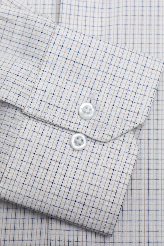 White Micro Check Casual Shirt - Image 3