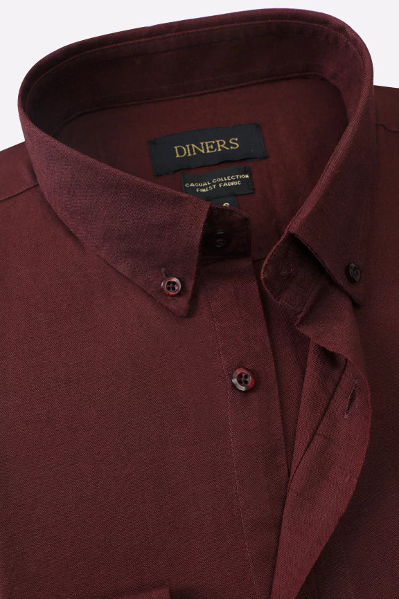 Maroon Self Textured Casual Shirt - Image 2