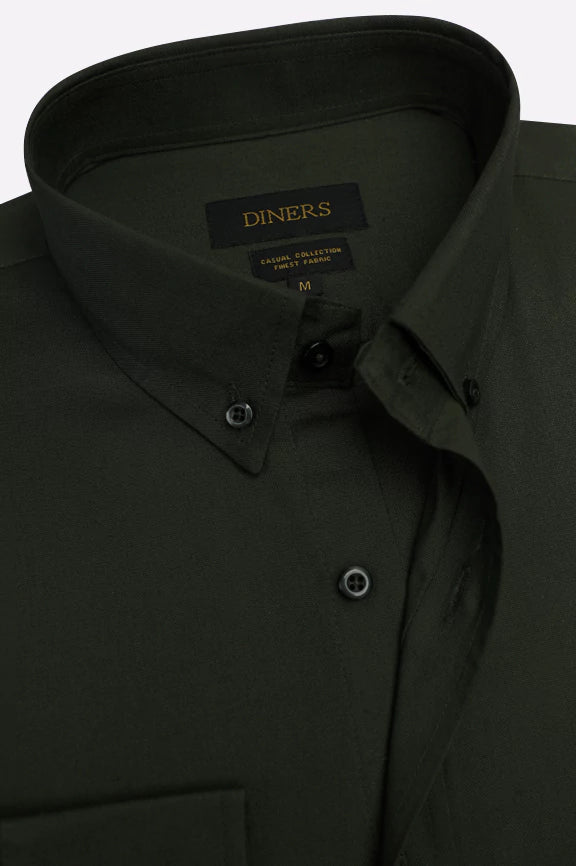 Olive Self Casual Shirt - Image 2