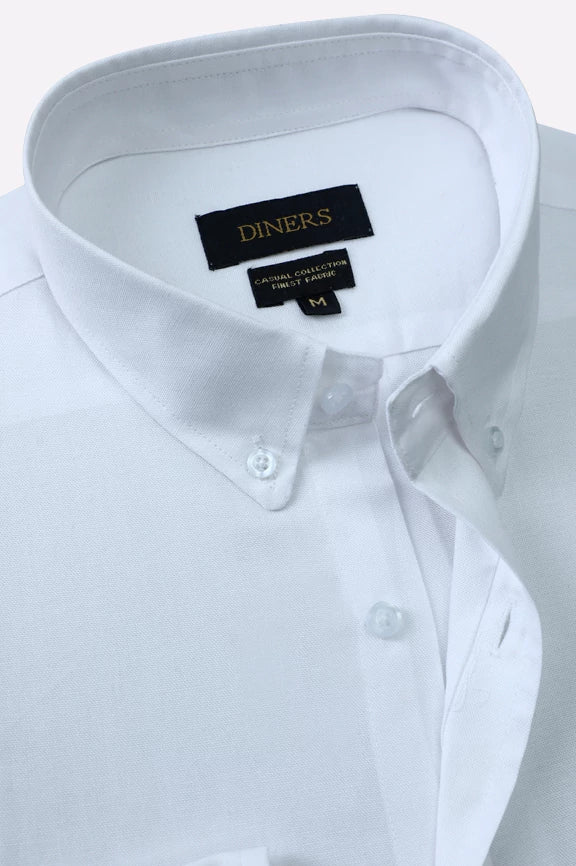 White Self Textured Casual Shirt - Image 2
