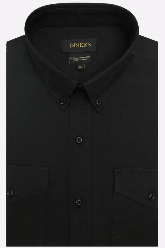 Black Self Textured Casual Shirt