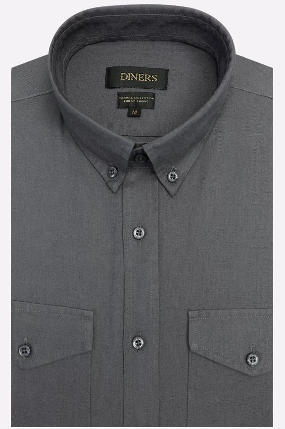 Dark Grey Self Textured Casual Shirt
