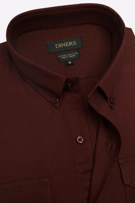 Maroon Self Textured Casual Shirt - Image 2