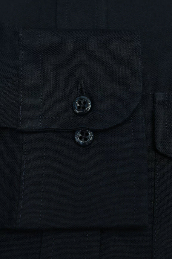 Navy Blue Self Textured Casual Shirt - Image 3
