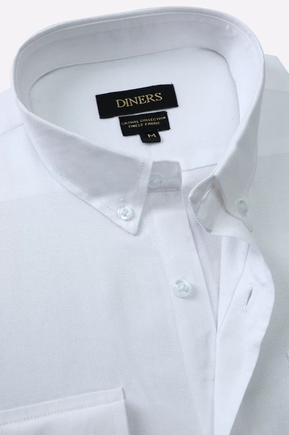 White Self Textured Casual Shirt - Image 2