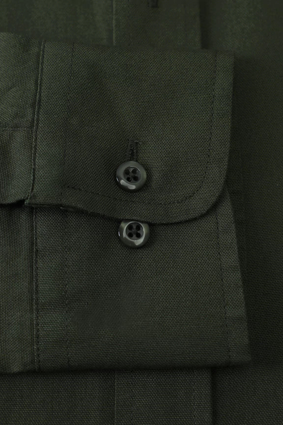 Olive Self Textured Casual Shirt - Image 3
