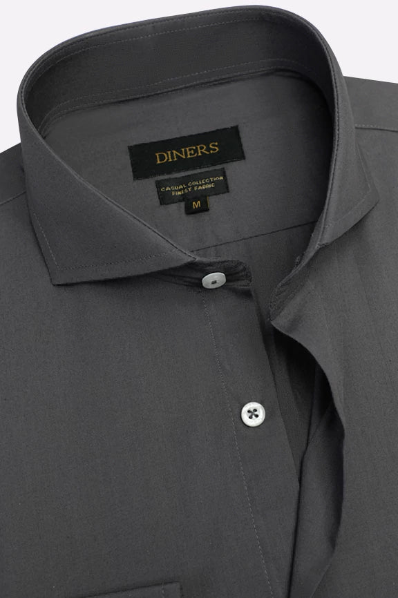 Grey Self Textured Casual Shirt - Image 2