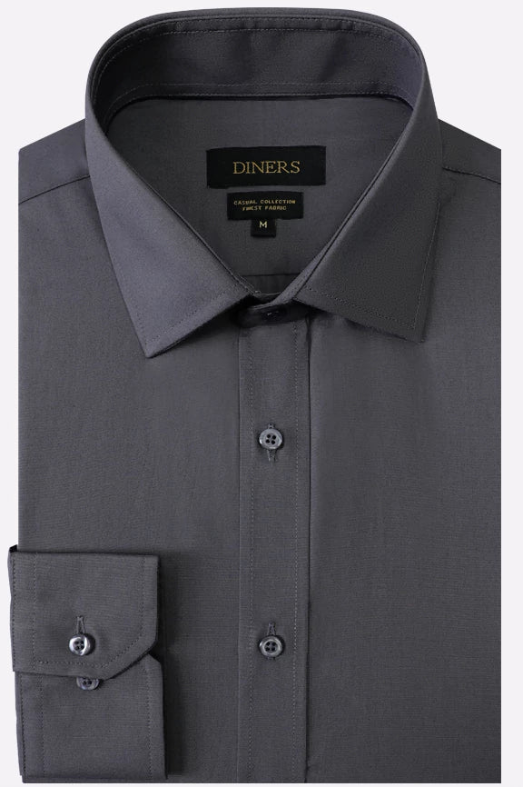 Grey Self Textured Casual Shirt