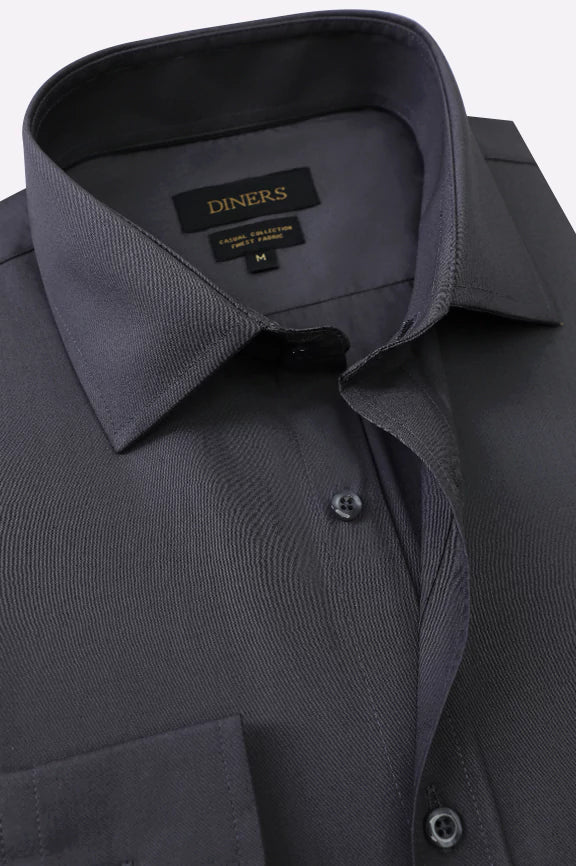Grey Self Textured Casual Shirt - Image 2