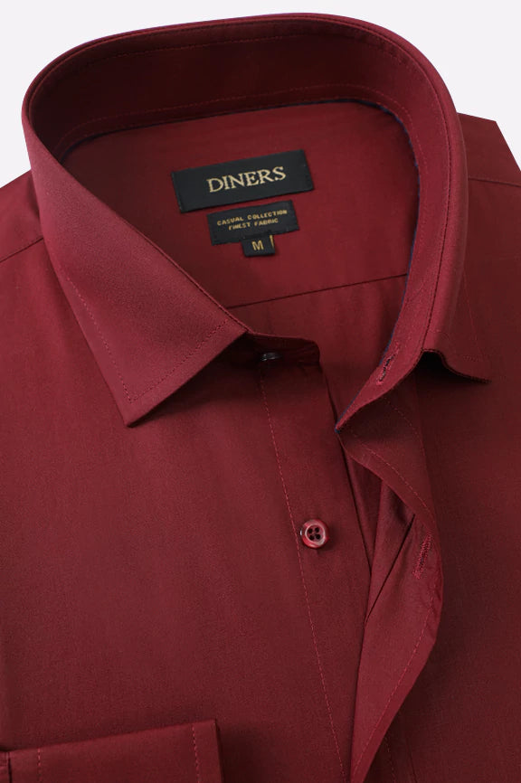 Maroon Self Textured Casual Shirt - Image 2