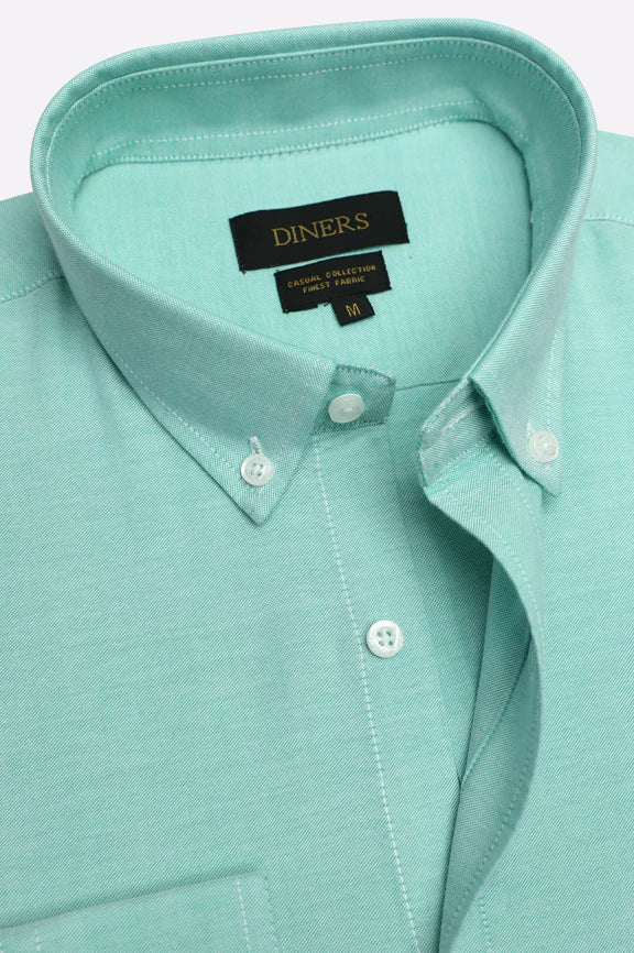 Green Plain Casual Shirt - Image 2