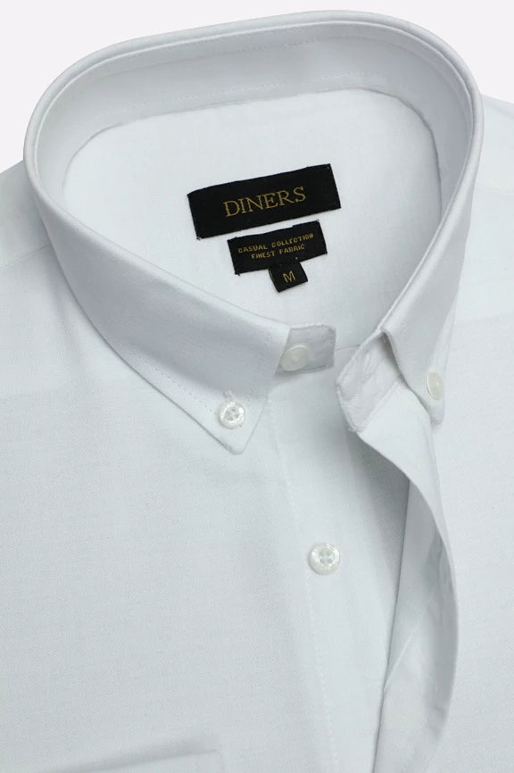 White Plain Casual Shirt - Image 2