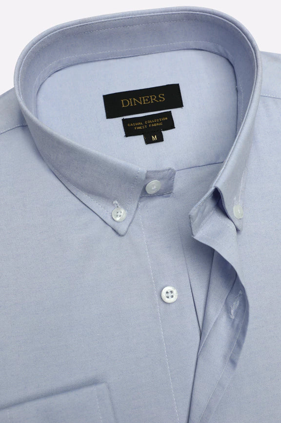 Sky Blue Plain Casual Shirt - Image 2