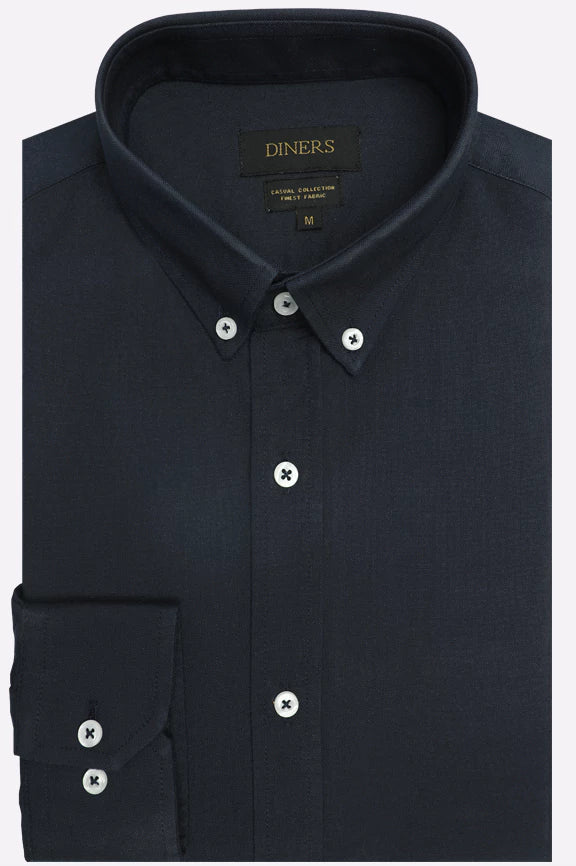 Navy Blue Plain Casual Shirt
