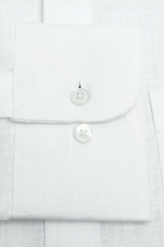 White Formal Autograph Linen Shirt - Image 3