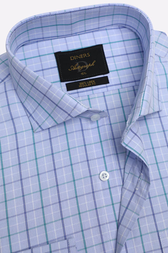 Blue Tattersall Check Formal Autograph Shirt - Image 2