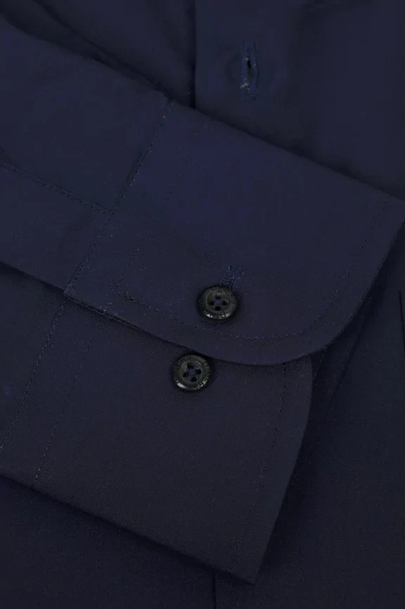 Navy Blue Plain Formal Autograph Shirt - Image 3