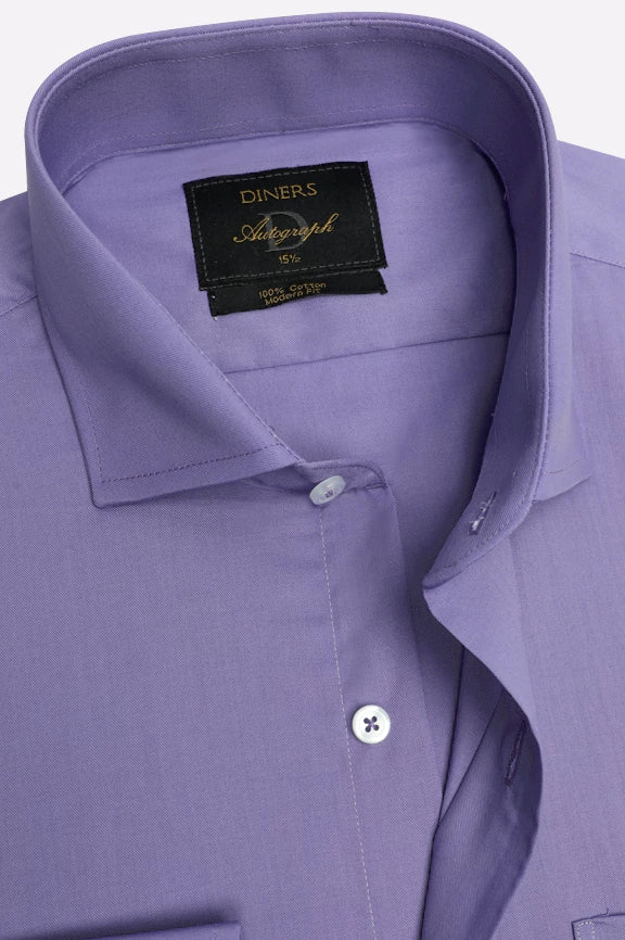 Purple Self Textured Formal Autograph Shirt - Image 2