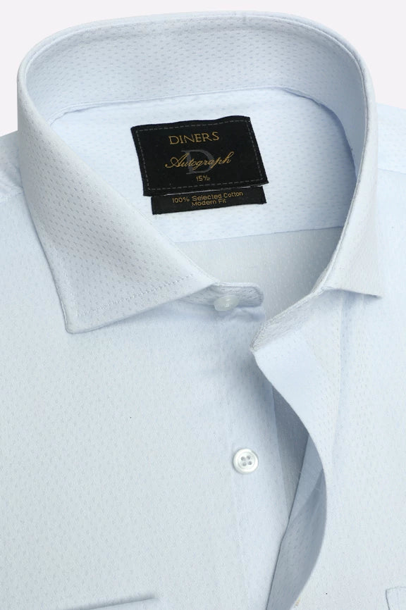 Sky Blue Self Formal Autograph Shirt - Image 2