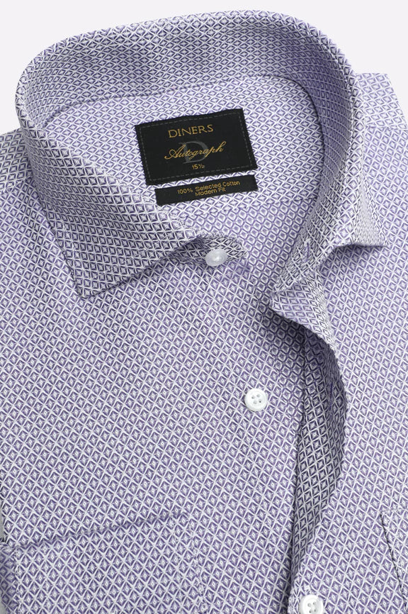 Purple Diamond Patterned Formal Autograph Shirt - Image 2