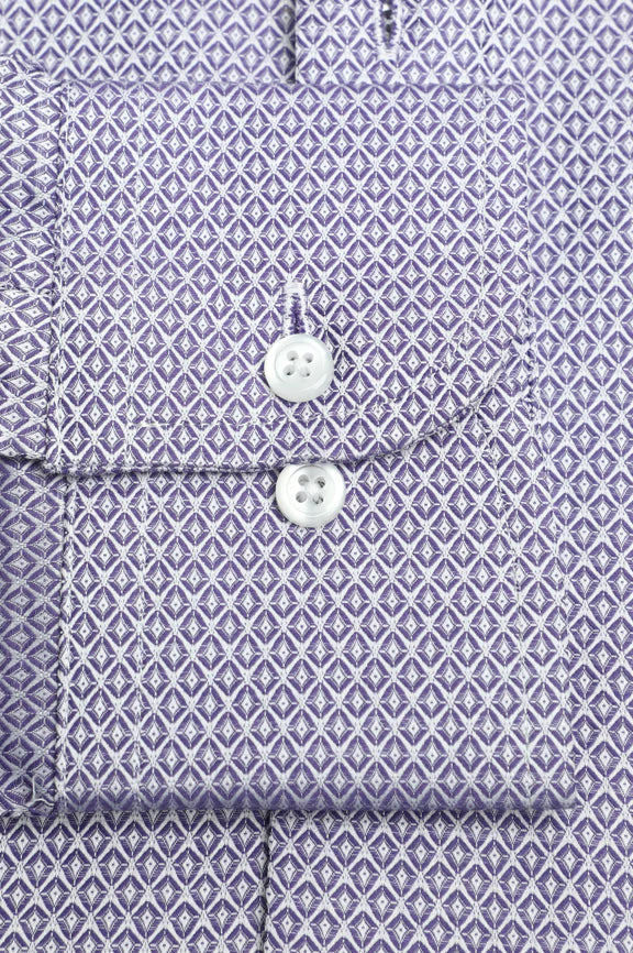 Purple Diamond Patterned Formal Autograph Shirt - Image 3