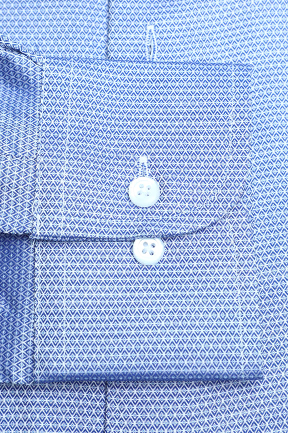 Blue Diamond Patterned Formal Autograph Shirt - Image 3