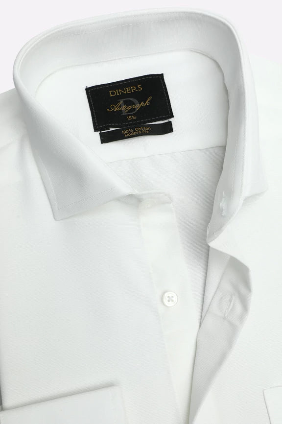 White Self Formal Autograph Shirt - Image 2