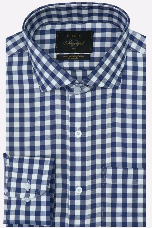 Blue Gingham Check Formal Autograph Shirt