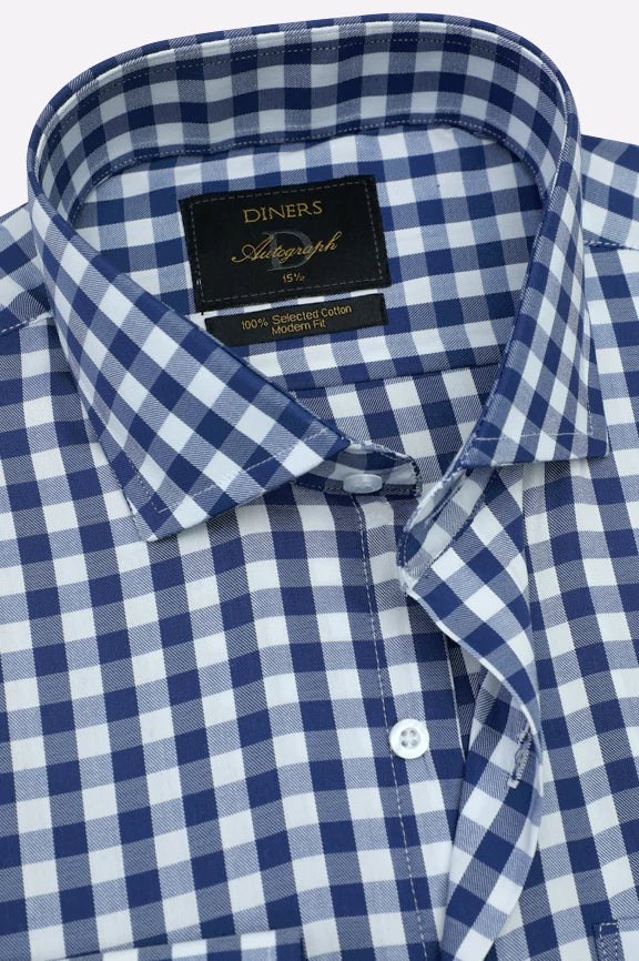 Blue Gingham Check Formal Autograph Shirt - Image 2