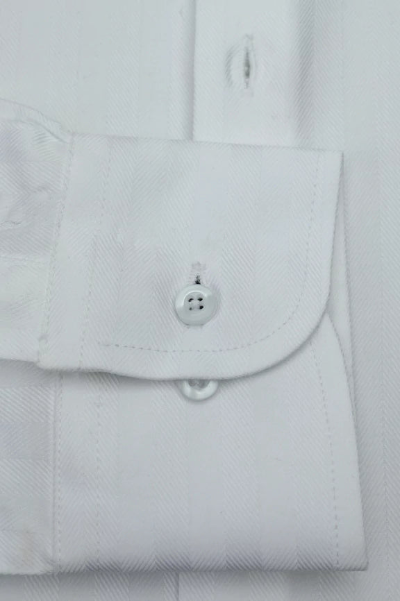 White Self Chevron Formal Shirt - Image 3