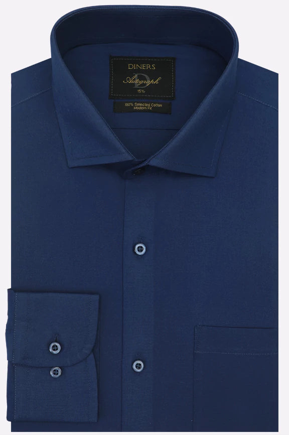 Blue Plain Formal Autograph Shirt