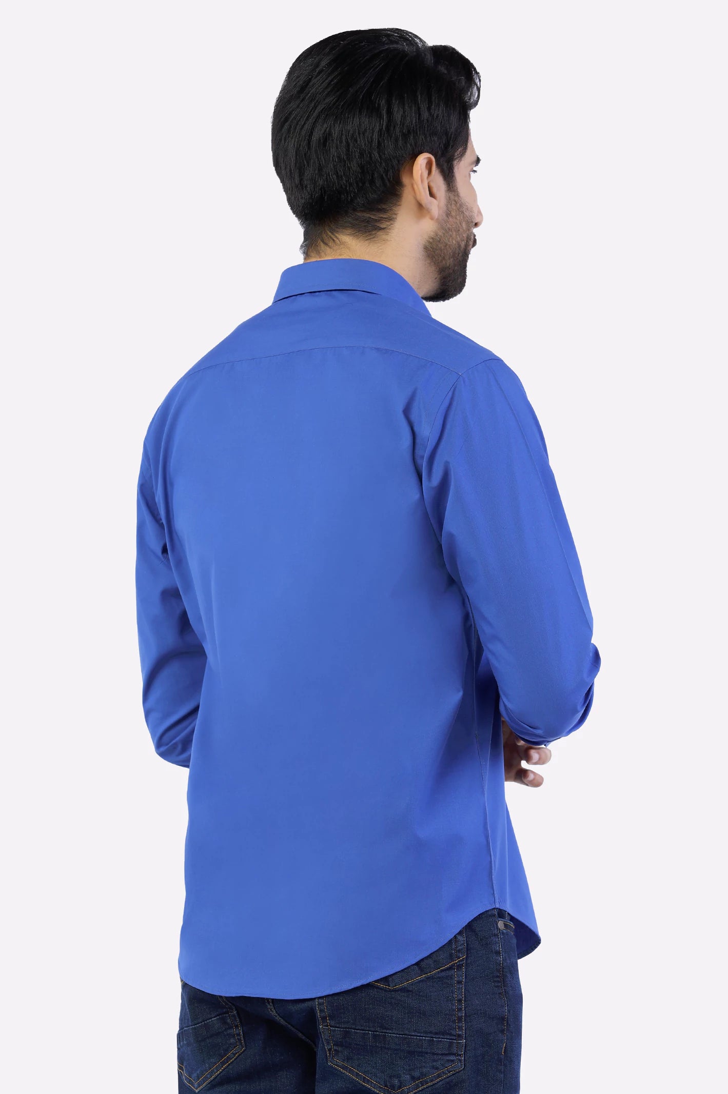 Royal Blue Plain Casual Shirt - Image 3