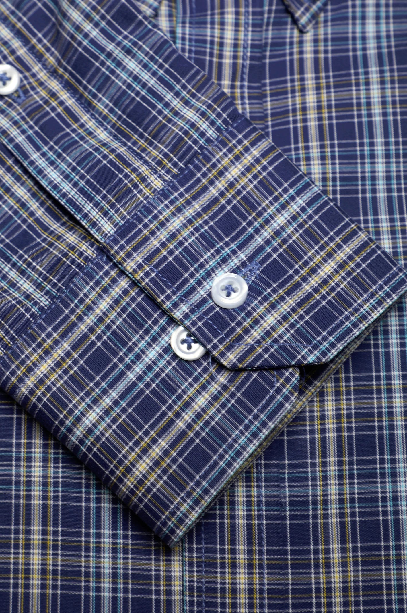 Blue Glen Plaid Check Casual Shirt - Image 3