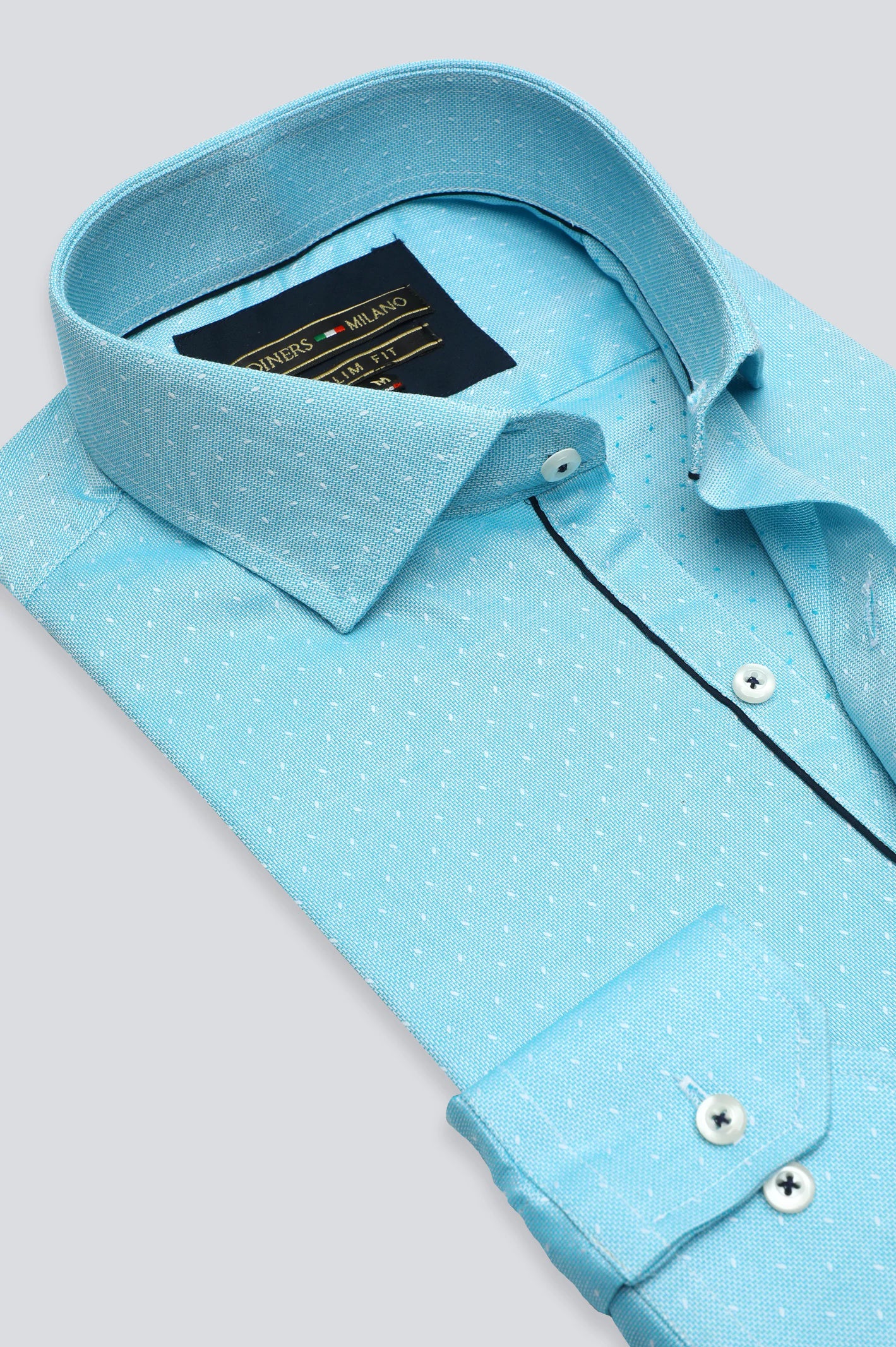 Blue Textured Casual Shirt - Image 2
