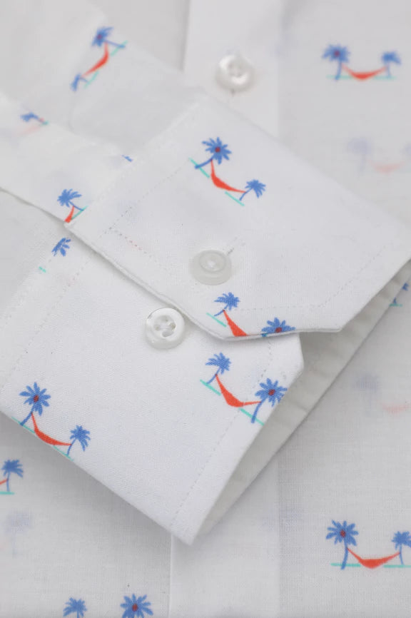 White Printed Casual Shirt - Image 3