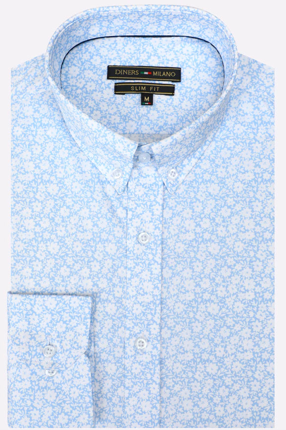 Blue Print Pattern Casual Shirt