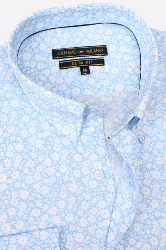 Blue Print Pattern Casual Shirt - Image 2