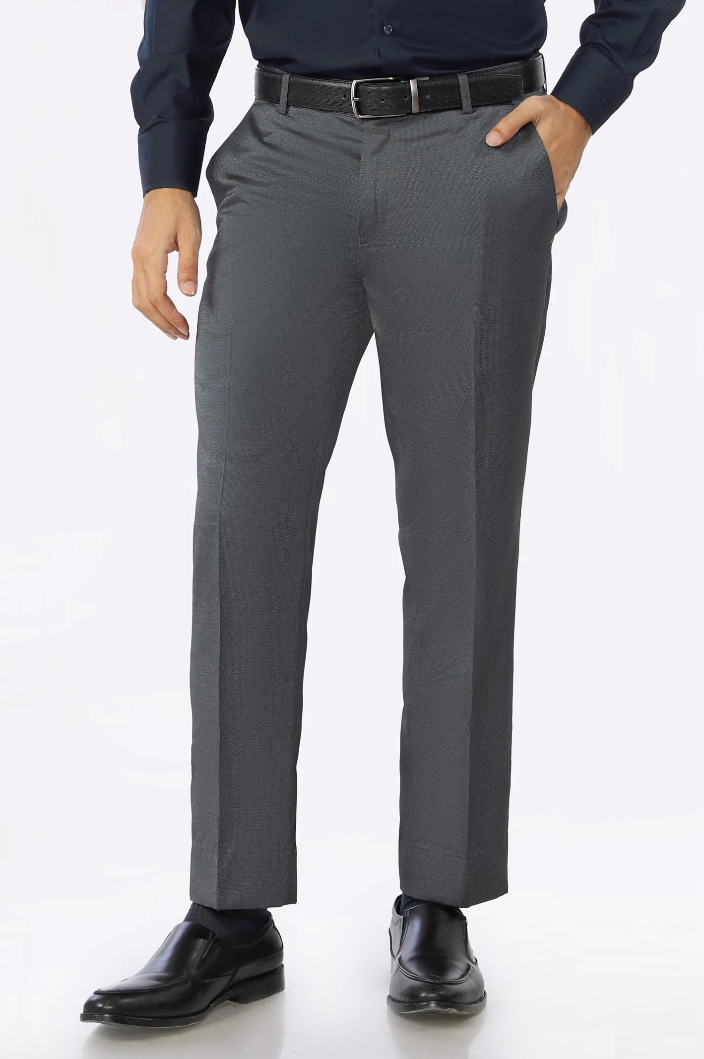 Grey Wash & Wear Smart Fit Trouser