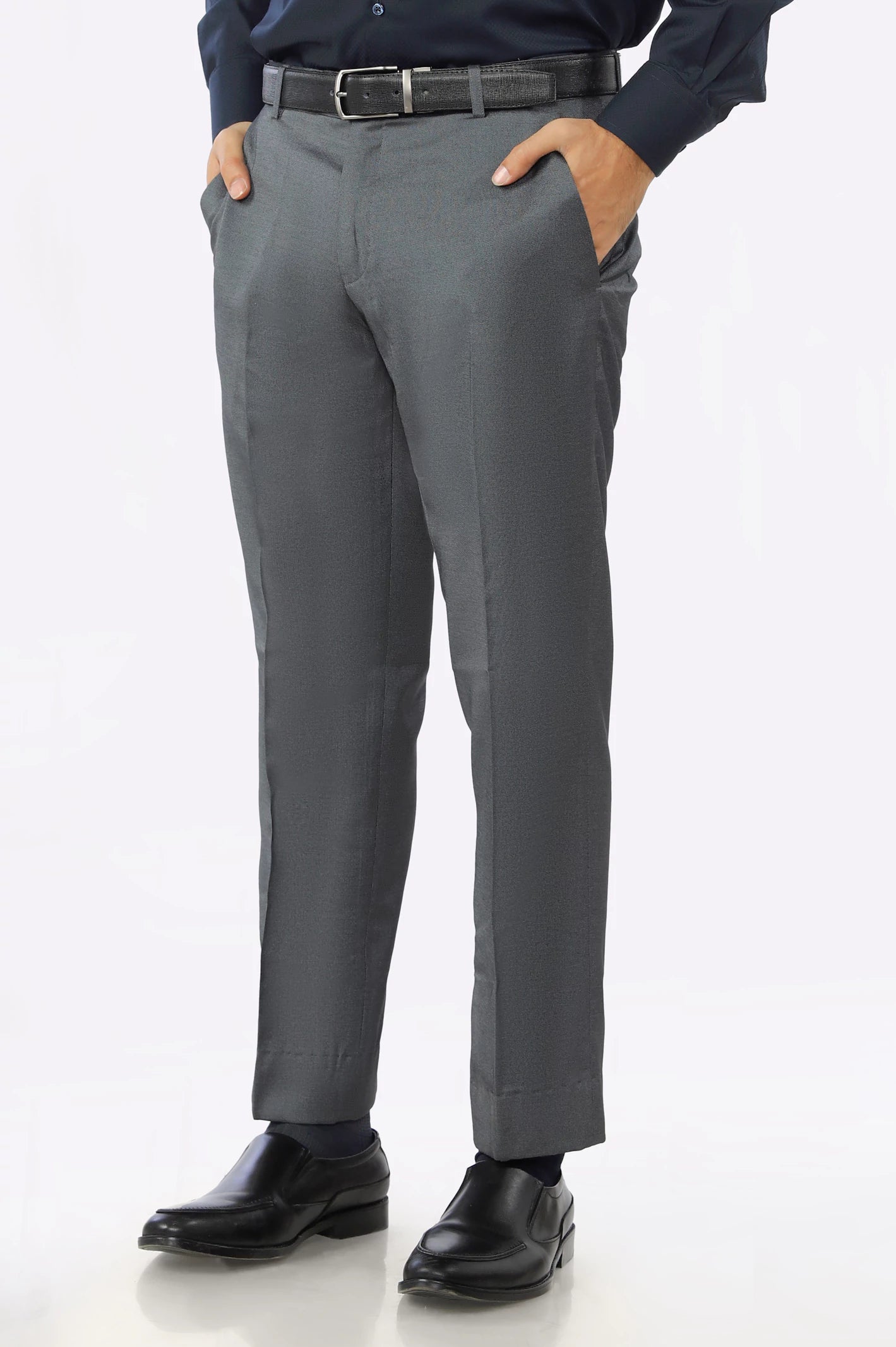 Grey Wash & Wear Smart Fit Trouser - Image 2