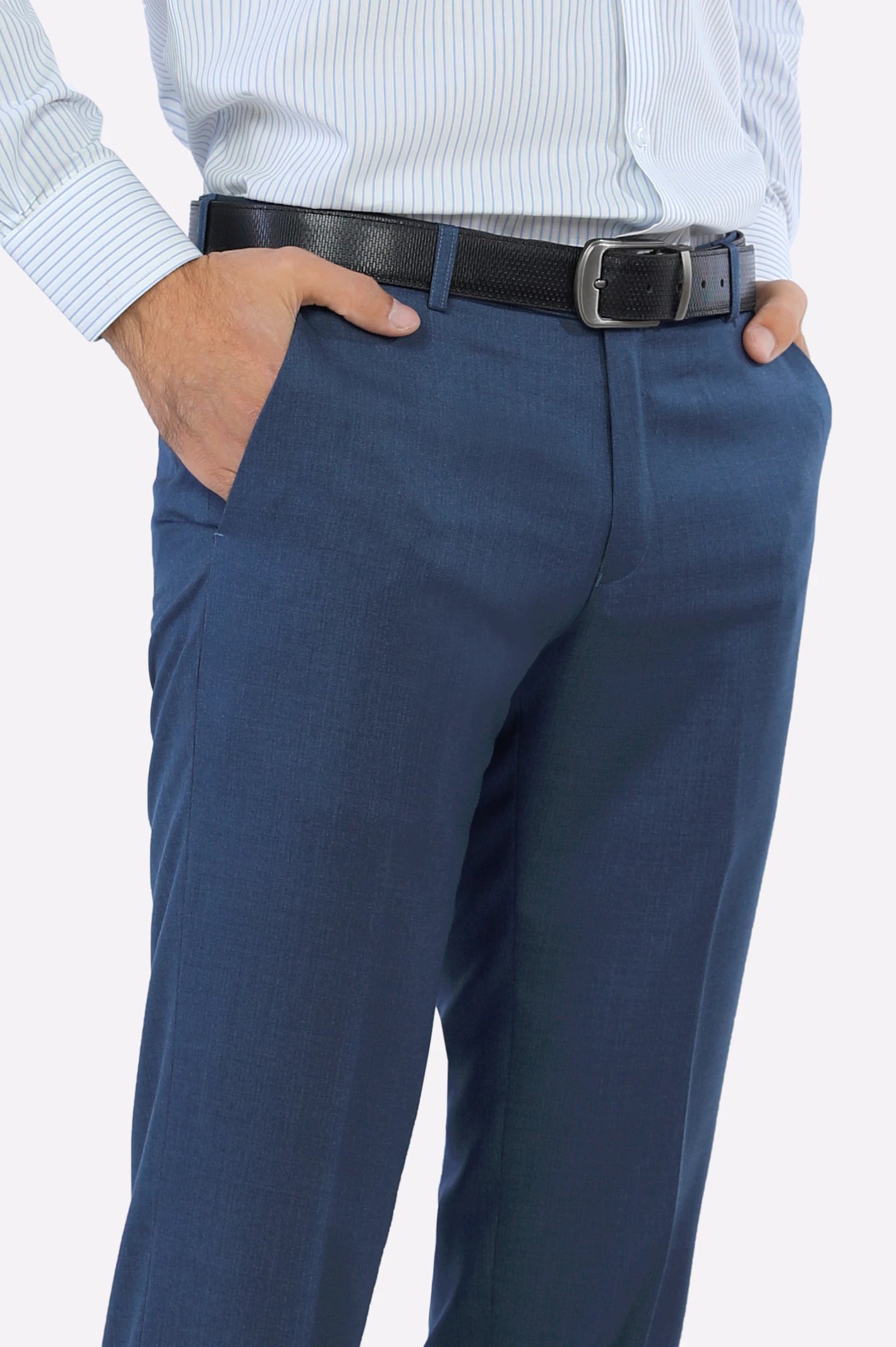 Blue Wash & Wear Smart Fit Trouser - Image 2