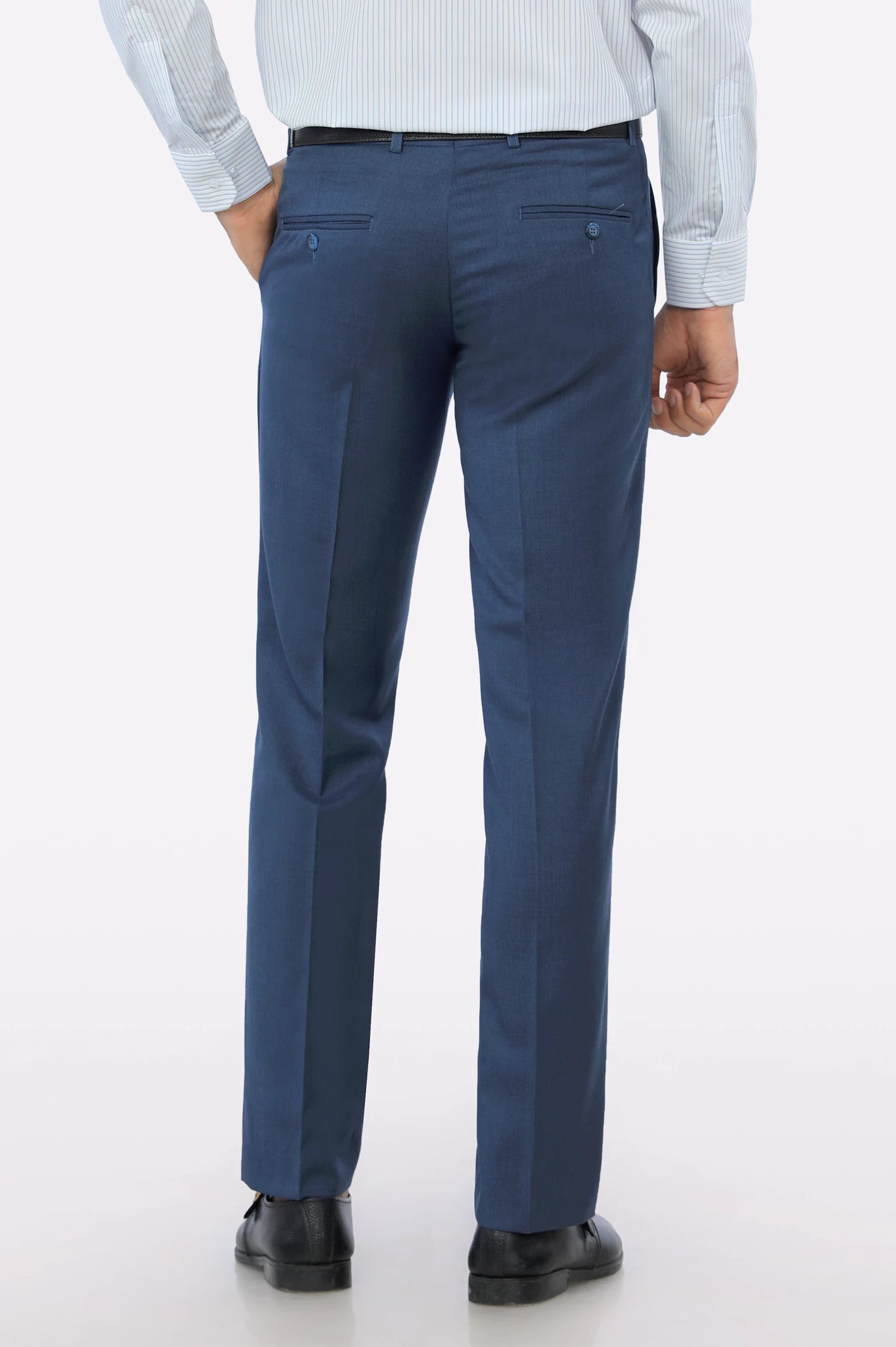 Blue Wash & Wear Smart Fit Trouser - Image 3