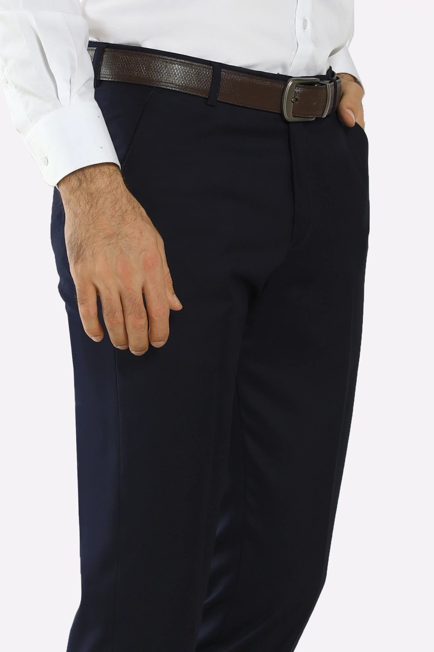 Navy Blue Regular Fit Formal Trouser - Image 2