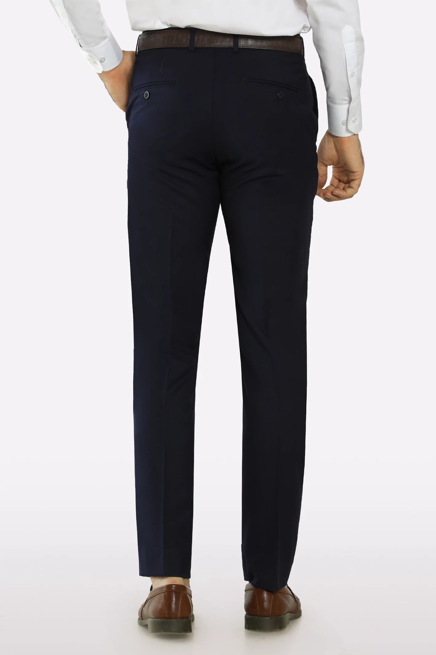 Navy Blue Regular Fit Formal Trouser - Image 3