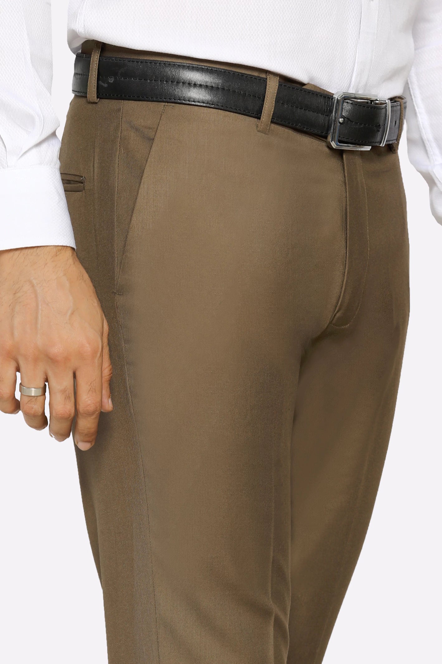 Brown Slim Fit Formal Trouser - Image 2