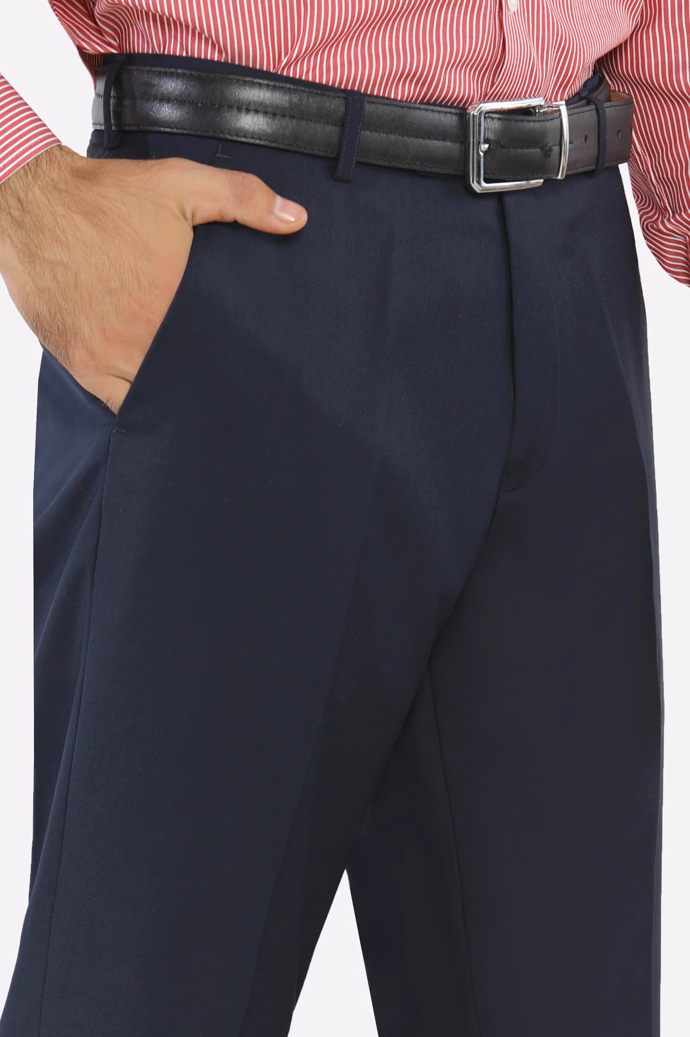 Navy Blue Regular Fit Formal Trouser - Image 2