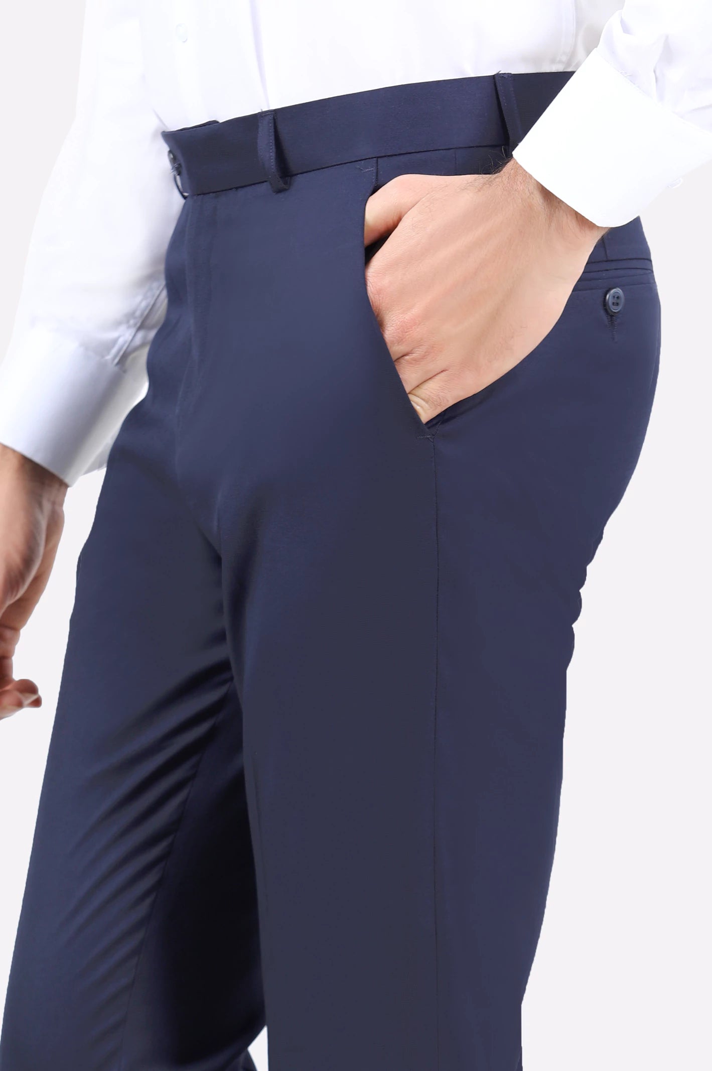 Blue Regular Fit Formal Trouser - Image 2